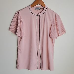 Karl Lagerfeld Paris Blush Blouse Pleated Sleeve Sz XS